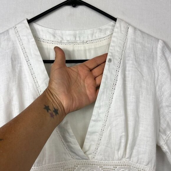 Nenette Linen Lace Short Dress Women Small - Medium Coquette Cottage Romantic - Picture 5 of 16